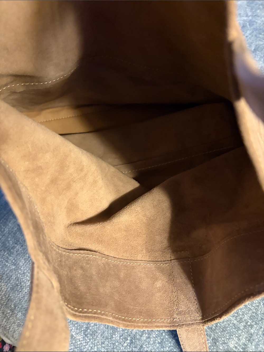 Brown Suede Tote Bag - Classic Casual Carryall - Picture 6 of 10